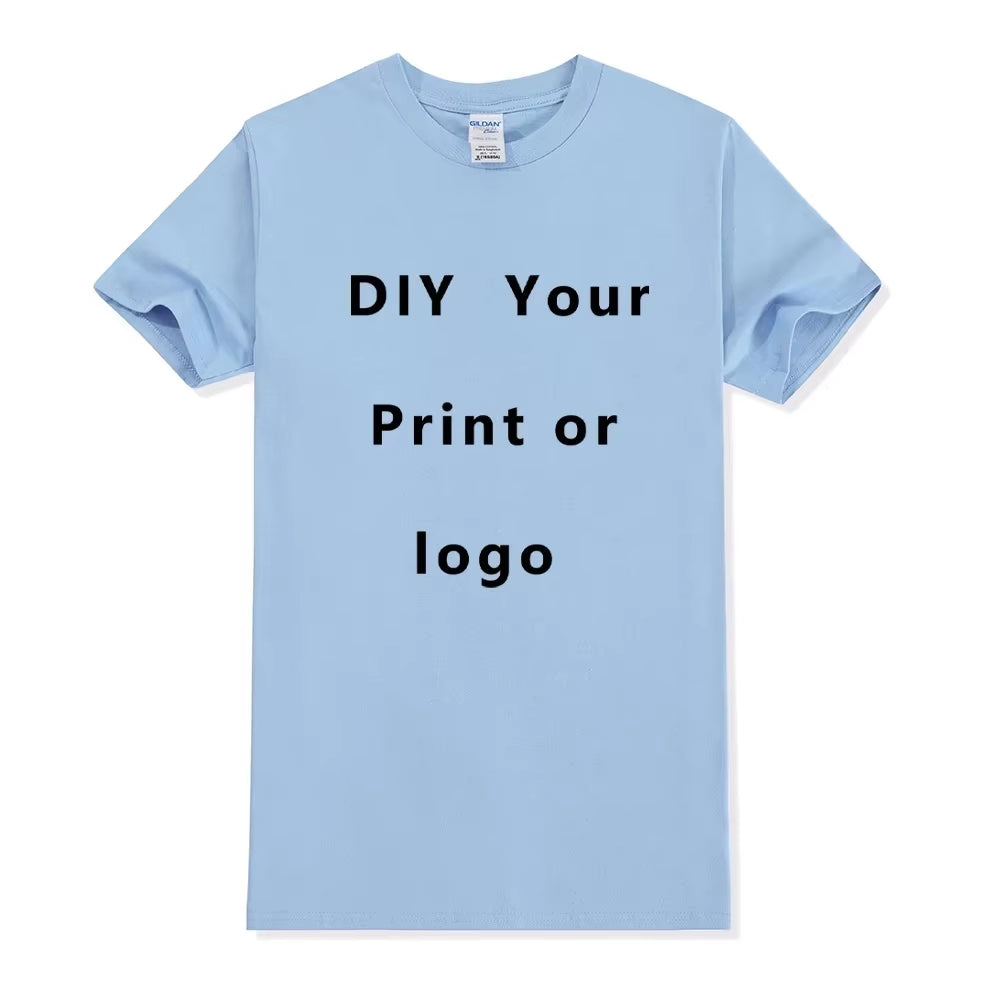 100% Pure Cotton round Neck Solid Color Short Sleeved Shirt, Free to Add Your Own Design Soft Casual T-Shirt, Customized T-Shirt