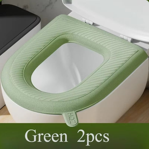 2PCS High Foam Waterproof Toilet Seat Cover Wash-Free Winter Wind Lovely Design Washable Toilet Seat Cushion for Home