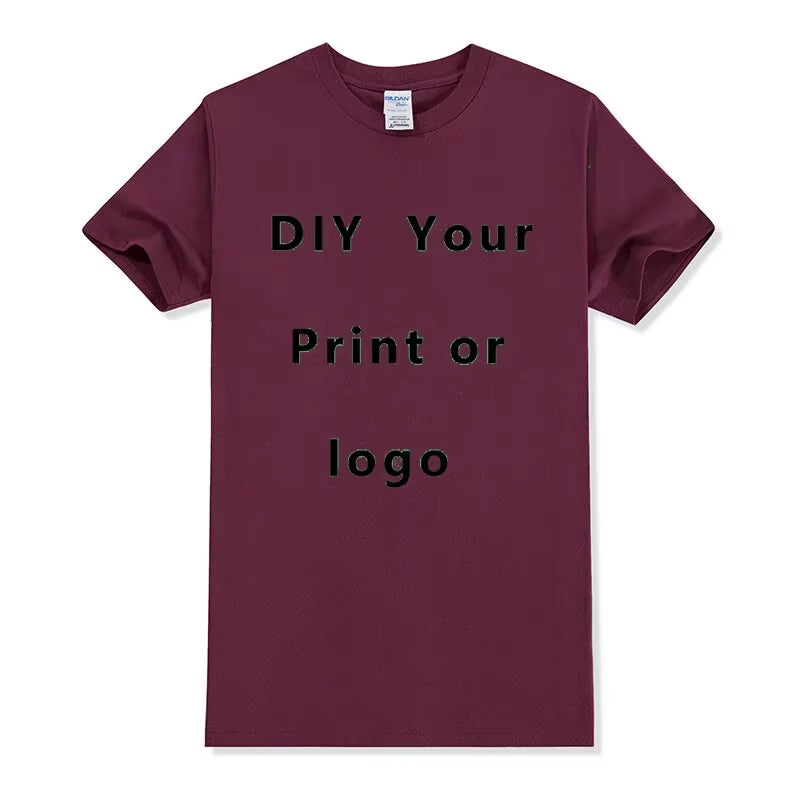 100% Pure Cotton round Neck Solid Color Short Sleeved Shirt, Free to Add Your Own Design Soft Casual T-Shirt, Customized T-Shirt