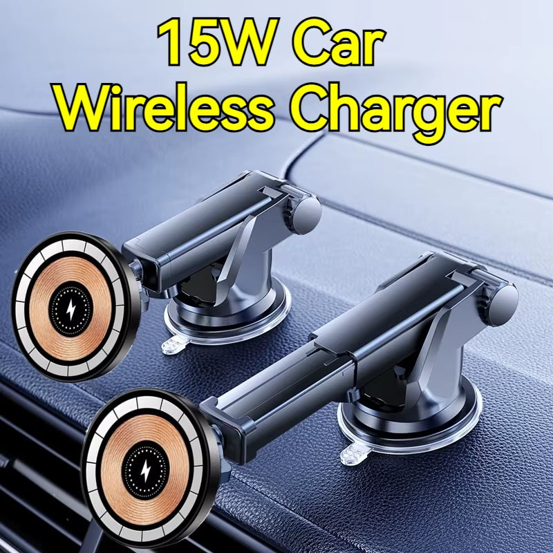 15W Car Wireless Charger Phone Holder Suction Cup Office Mirro Desk Bath Shower Stand for Iphone 16 15 14 13 12 11 Pro Max Mount