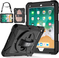 Ipad 6Th Generation Case, Ipad 5Th Generation Case, Ipad Air 2 Case, Ipad 9.7 Case for Kids, Shockproof 9.7 Inch Ipad Case with Rotating Stand/Hand Strap/Pencil Holder for Ipad 2018/2017 - Black