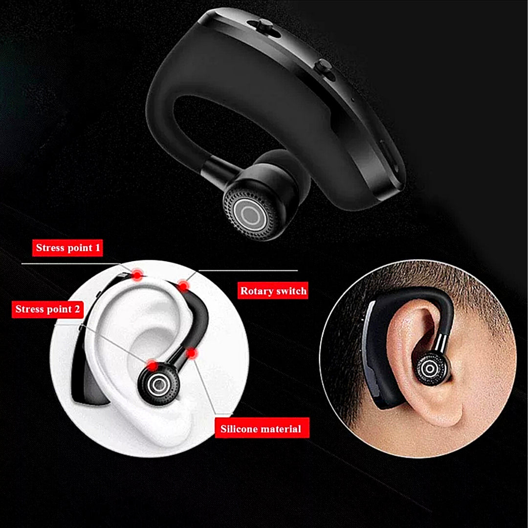Bluetooth 5.0 Earpiece Wireless Headset Noise Cancelling Earbuds Driving Trucker