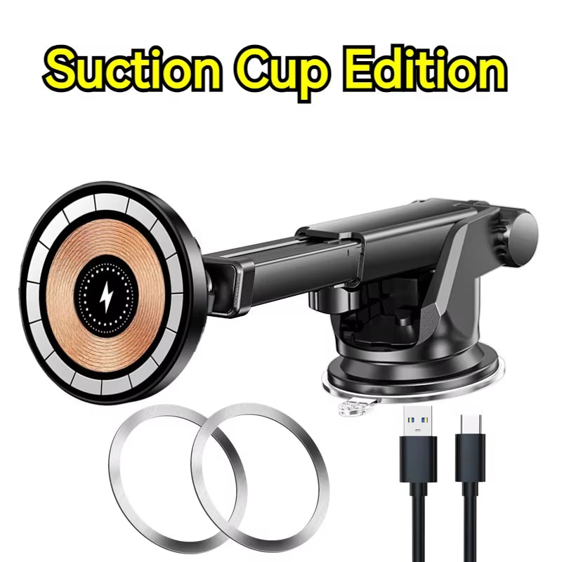 15W Car Wireless Charger Phone Holder Suction Cup Office Mirro Desk Bath Shower Stand for Iphone 16 15 14 13 12 11 Pro Max Mount