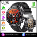 Men Outdoors Sports Smart Watch AK75 Flashlight 700Mah Large Battery Bluetooth Calling LED Light Fitness Tracker Smartwatch