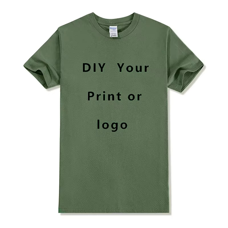 100% Pure Cotton round Neck Solid Color Short Sleeved Shirt, Free to Add Your Own Design Soft Casual T-Shirt, Customized T-Shirt
