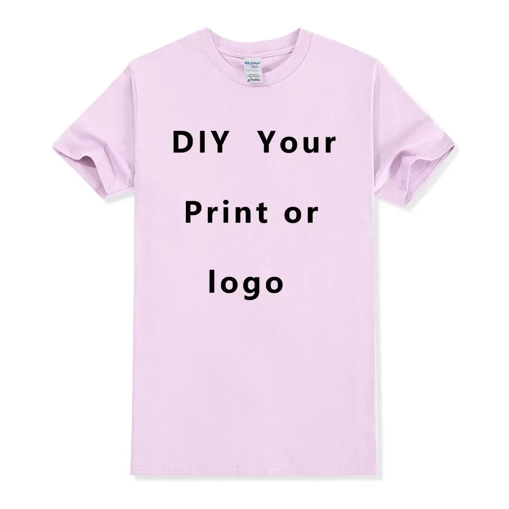 100% Pure Cotton round Neck Solid Color Short Sleeved Shirt, Free to Add Your Own Design Soft Casual T-Shirt, Customized T-Shirt