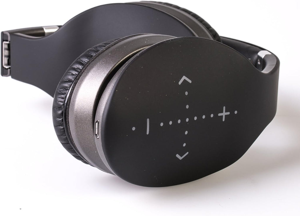 Ihip Side Swipe Touch Control Wireless Bluetooth Headphones over Ear - Foldable, Soft Memory-Protein Earmuffs, W/Built-In Mic and Wired Mode for Pc/Cell Phones/Tv - Black - Touch Only + Knob