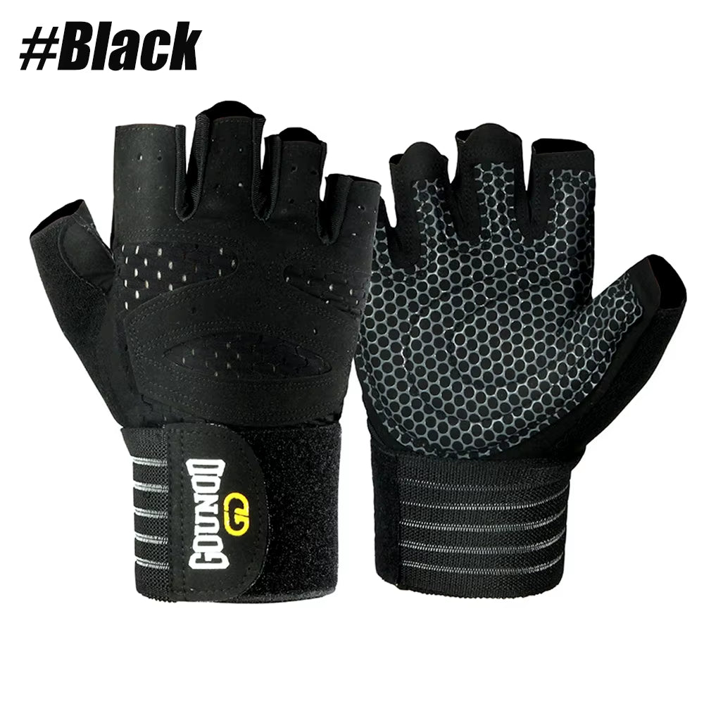1Pair Workout Gloves for Men Women, Padded Weight Lifting Gloves with Wrist Wraps Support, Full Palm Protection, Grip for Gym Tr