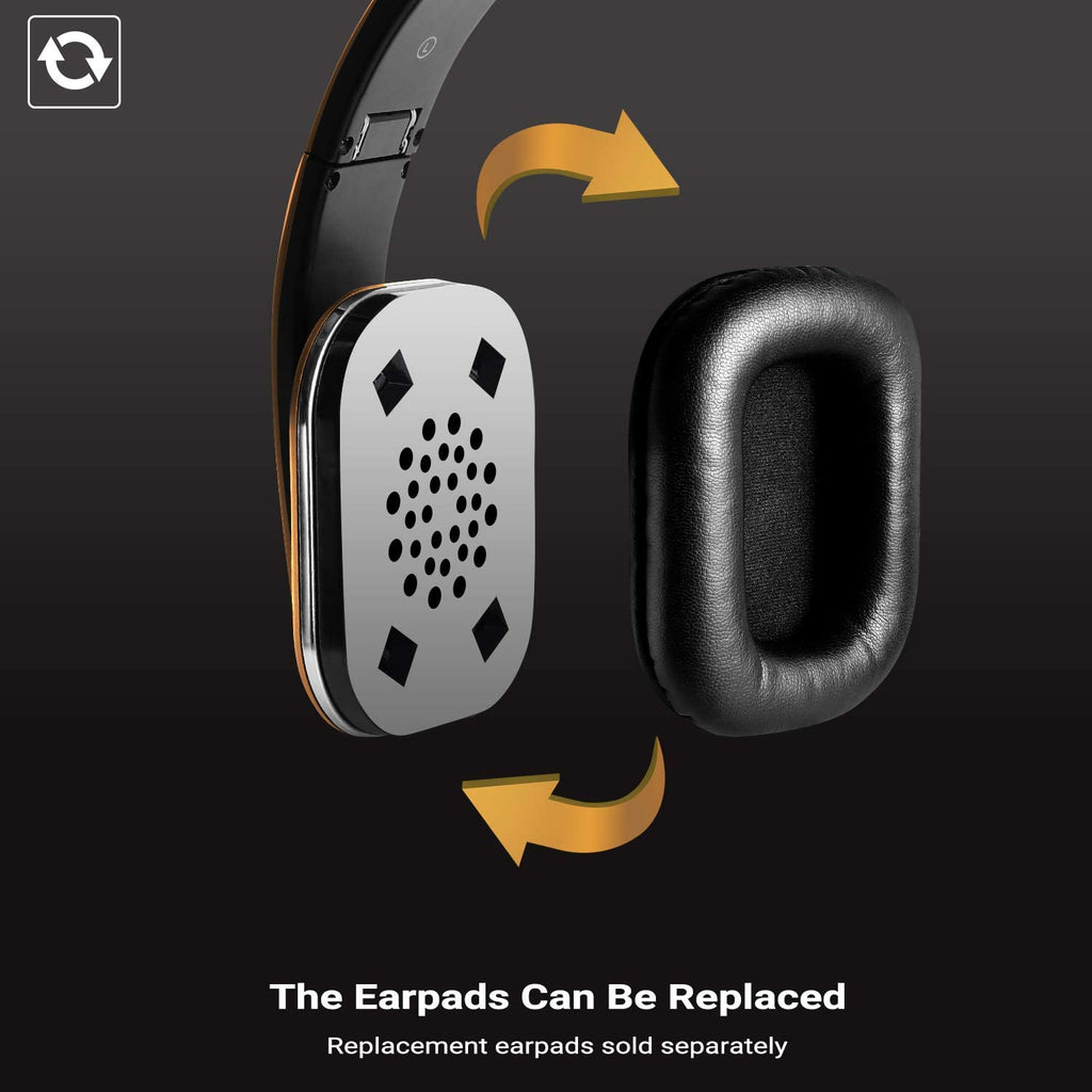 EP650 Bluetooth Wireless Over-Ear Headphones with Aptx Low Latency, NFC, Multipoint Pairing, Wired Option, Built-In Microphone - Gold