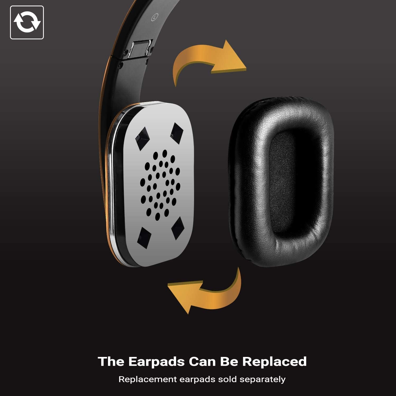EP650 Bluetooth Wireless Over-Ear Headphones with Aptx Low Latency, NFC, Multipoint Pairing, Wired Option, Built-In Microphone - Gold
