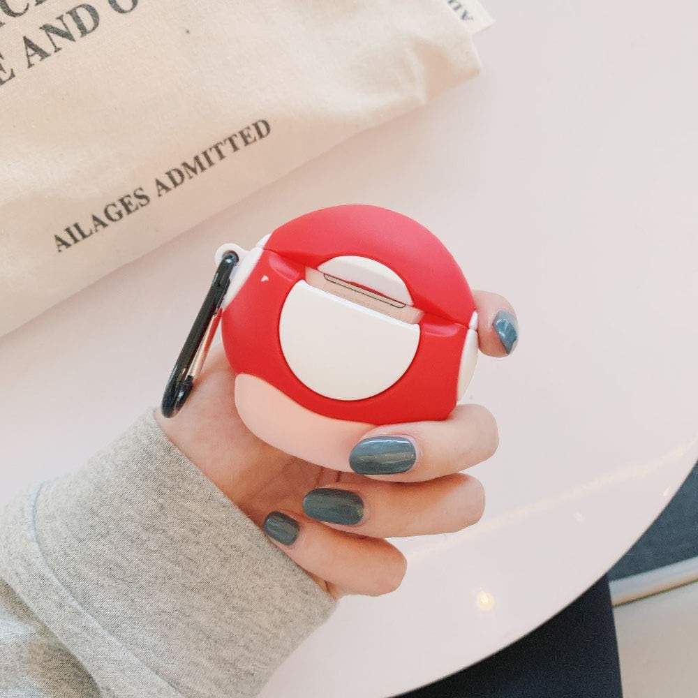 Wireless Earphone Case,Thick Soft Portable Silicone Protective Shockproof Skin Cover Storage Box Compatible with Apple Airpods 2&1 Charging Station Case(Mushroom,Airpods 2&1)