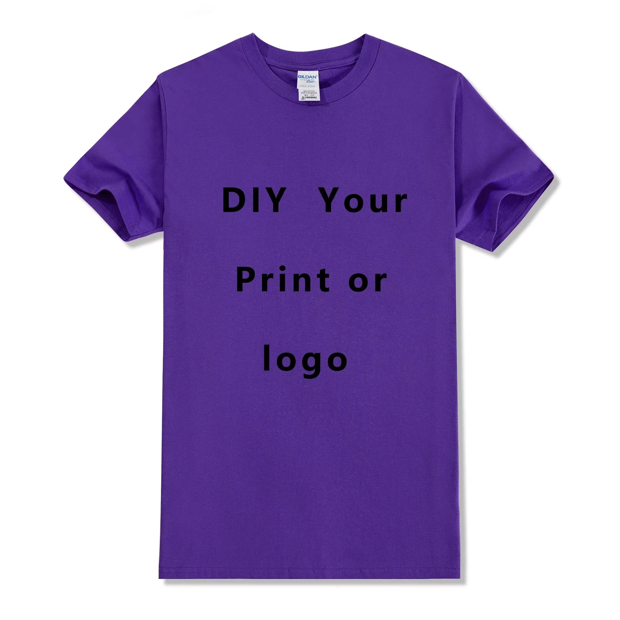100% Pure Cotton round Neck Solid Color Short Sleeved Shirt, Free to Add Your Own Design Soft Casual T-Shirt, Customized T-Shirt