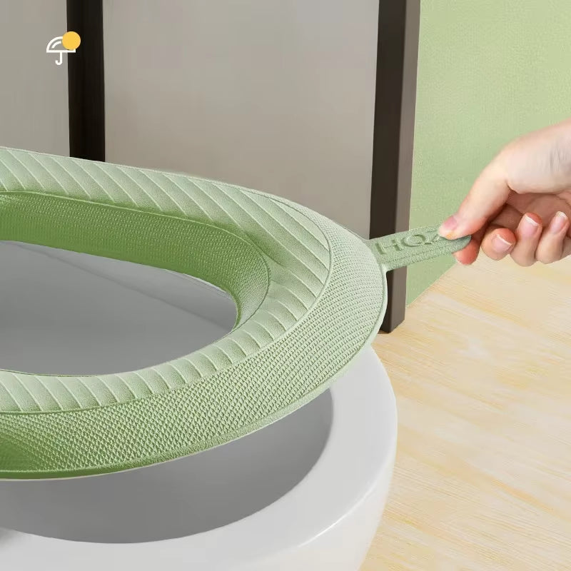2PCS High Foam Waterproof Toilet Seat Cover Wash-Free Winter Wind Lovely Design Washable Toilet Seat Cushion for Home