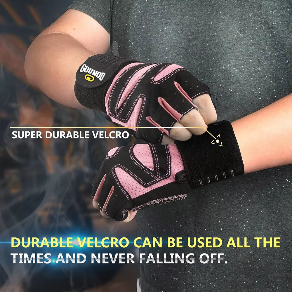 1Pair Workout Gloves for Men Women, Padded Weight Lifting Gloves with Wrist Wraps Support, Full Palm Protection, Grip for Gym Tr