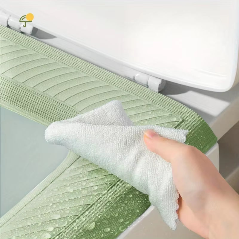 2PCS High Foam Waterproof Toilet Seat Cover Wash-Free Winter Wind Lovely Design Washable Toilet Seat Cushion for Home