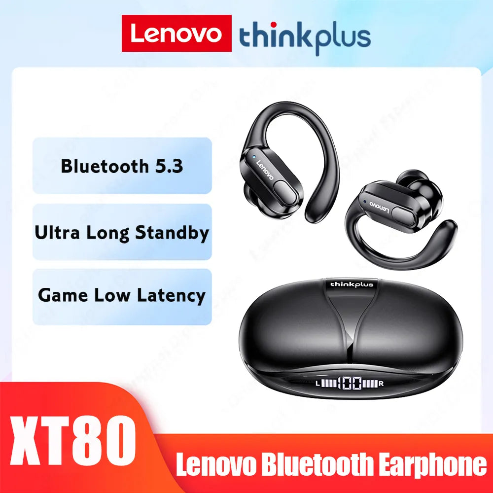 XT80 Sports Wireless Headphones with Mics, Button Control, LED Power Display,Hifi Stereo Sound