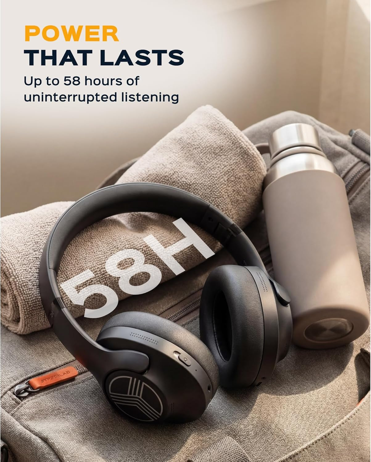Z2 – Hybrid Active Noise Cancelling Wireless Headphones for Gym & Sports Workout, Lightweight Foldable, 58H Battery, Deep Bass, over Ear Headphones Wireless Bluetooth with Mic for Travel