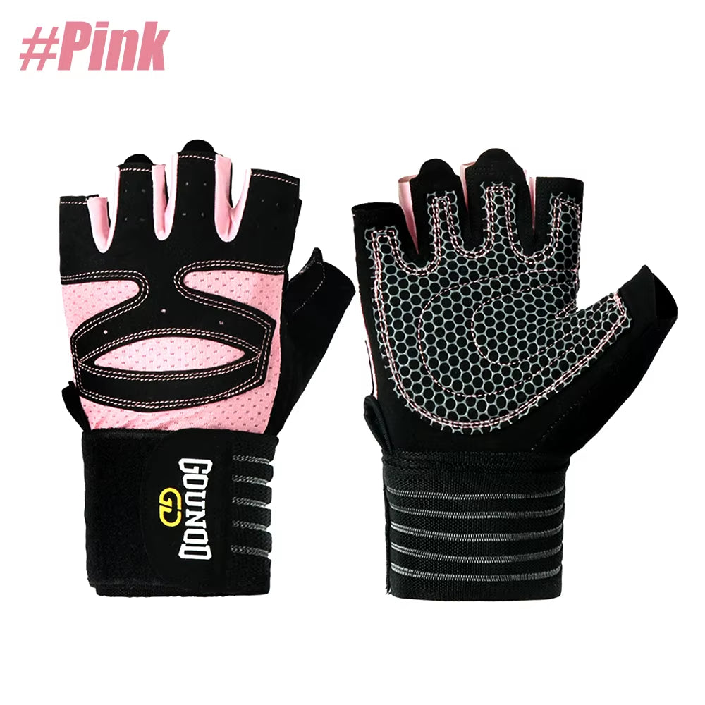 1Pair Workout Gloves for Men Women, Padded Weight Lifting Gloves with Wrist Wraps Support, Full Palm Protection, Grip for Gym Tr