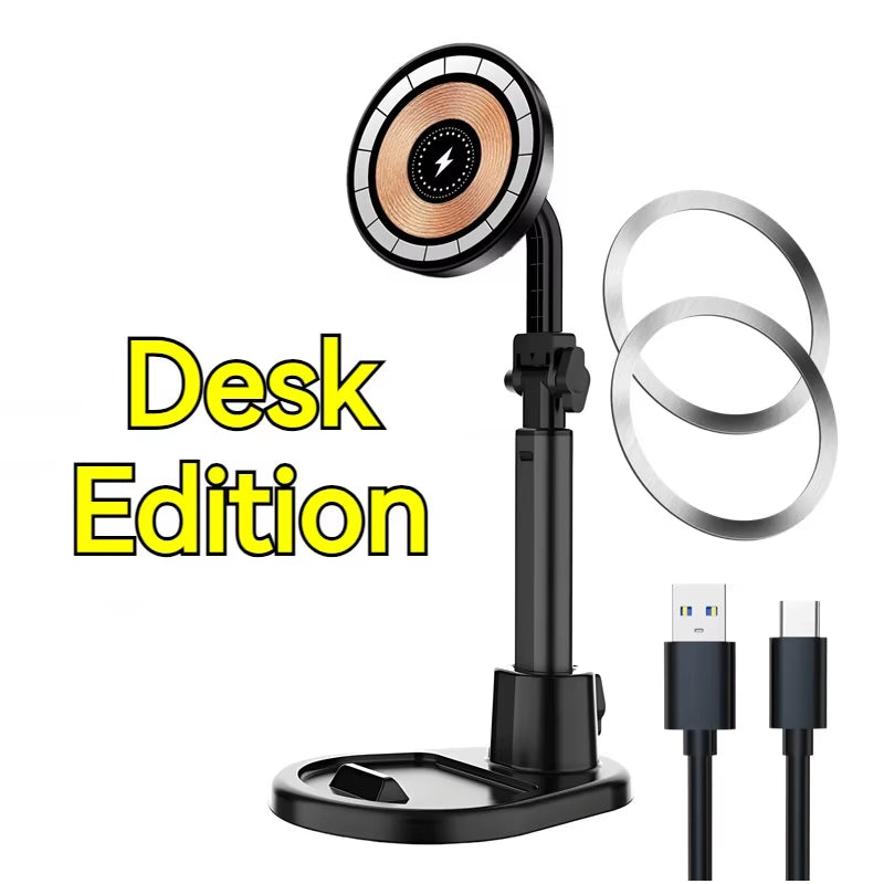 15W Car Wireless Charger Phone Holder Suction Cup Office Mirro Desk Bath Shower Stand for Iphone 16 15 14 13 12 11 Pro Max Mount