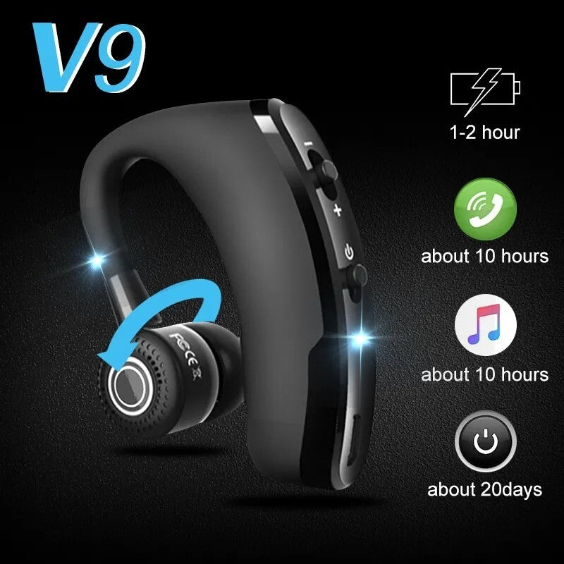 Bluetooth 5.0 Earpiece Wireless Headset Noise Cancelling Earbuds Driving Trucker