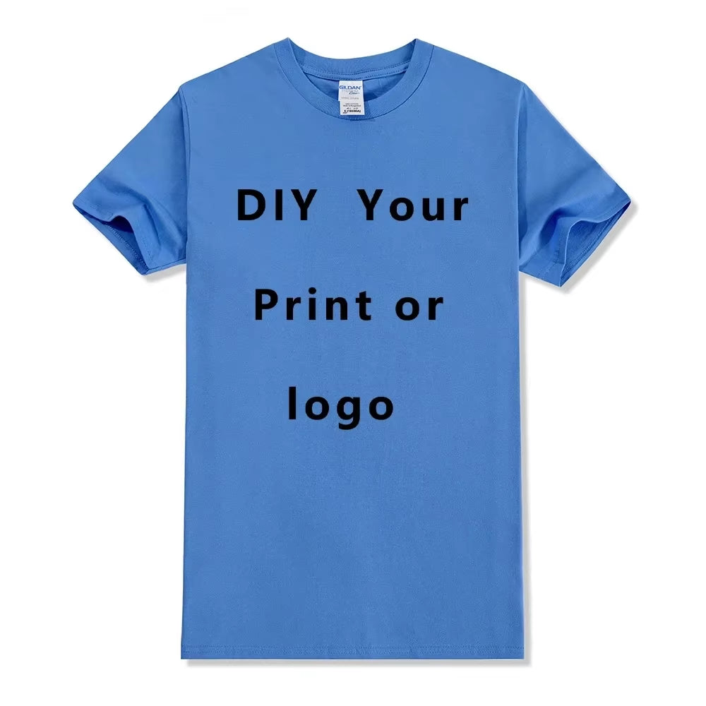 100% Pure Cotton round Neck Solid Color Short Sleeved Shirt, Free to Add Your Own Design Soft Casual T-Shirt, Customized T-Shirt