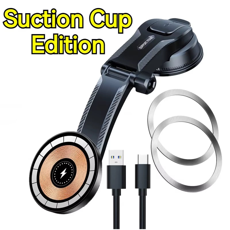 15W Car Wireless Charger Phone Holder Suction Cup Office Mirro Desk Bath Shower Stand for Iphone 16 15 14 13 12 11 Pro Max Mount