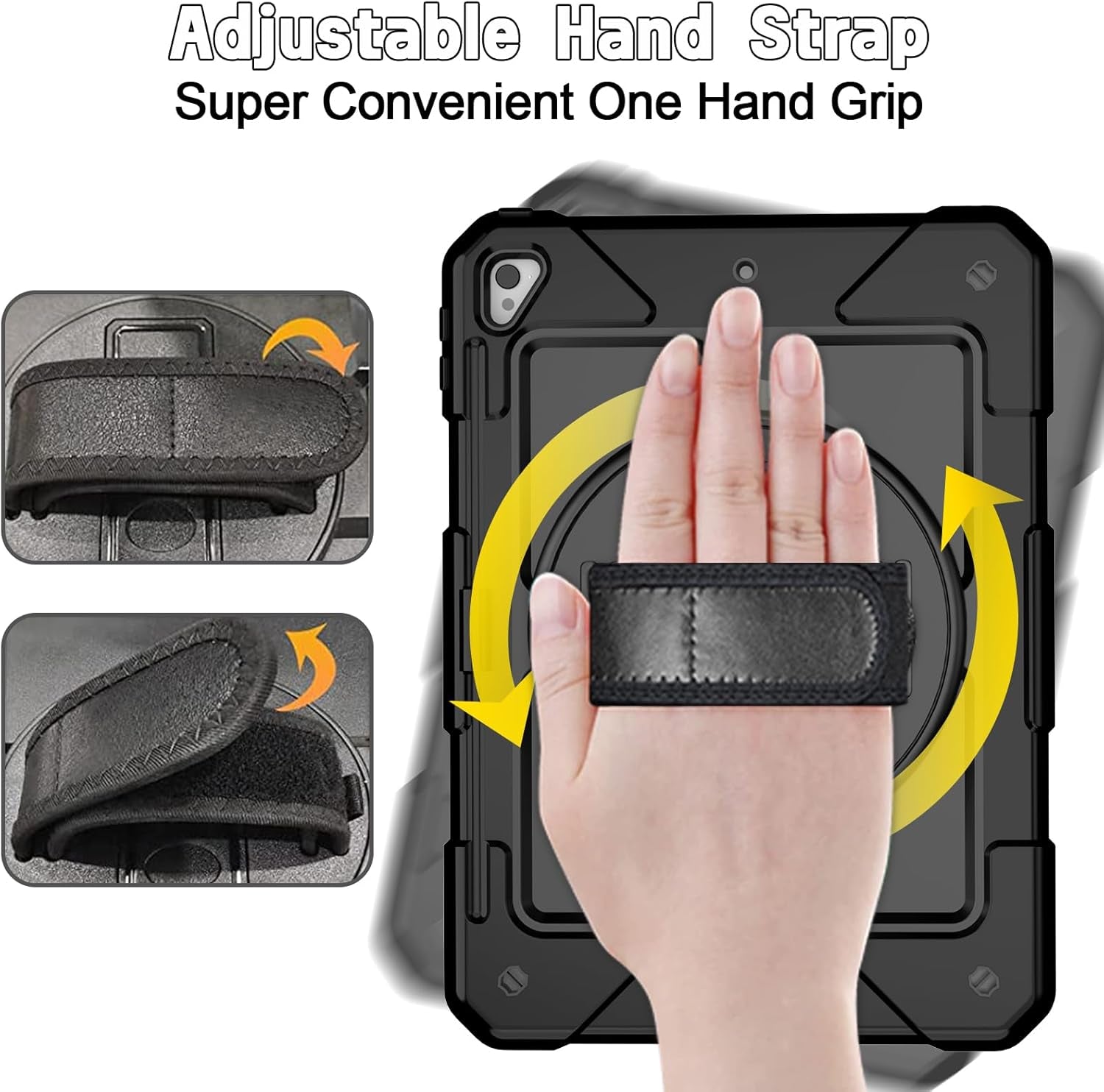 Ipad 6Th Generation Case, Ipad 5Th Generation Case, Ipad Air 2 Case, Ipad 9.7 Case for Kids, Shockproof 9.7 Inch Ipad Case with Rotating Stand/Hand Strap/Pencil Holder for Ipad 2018/2017 - Black