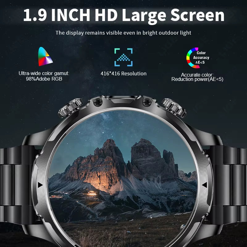 Men Outdoors Sports Smart Watch AK75 Flashlight 700Mah Large Battery Bluetooth Calling LED Light Fitness Tracker Smartwatch